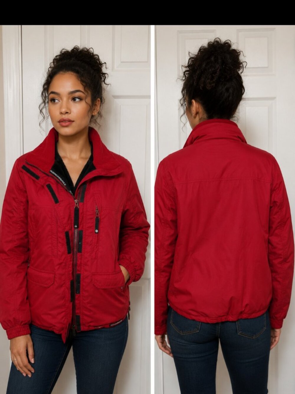 American Eagle Outffiters Women's red faux fur lined winter jacket size small